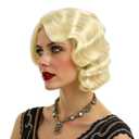 Short Blonde 1920s Wig for Women Gatsby roaring 20s Finger Wave Party Synthetic Full Vintage Wigs for Womens Lady Cosplay Costume Fancy Dress 1920 Flapper Wig
