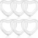Sumind 6 Pcs Inflatable Heart Pool Floats, 47.3 x 39.4 Inch Bachelorette Heart Shaped Loungers Tube, Wedding Bride Float, Summer Swimming Ring, Water Beach Party for Adults(White)