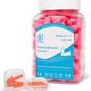 LYSIAN Slim Size Foam Ear Plugs for Noise Reduction Small Ear Women, Kids-35dB SNR Noise Cancelling Earplugs for Sleeping, Snoring, Fireworks, Shooting, Study Loud Noise, Pink-100 Pairs,