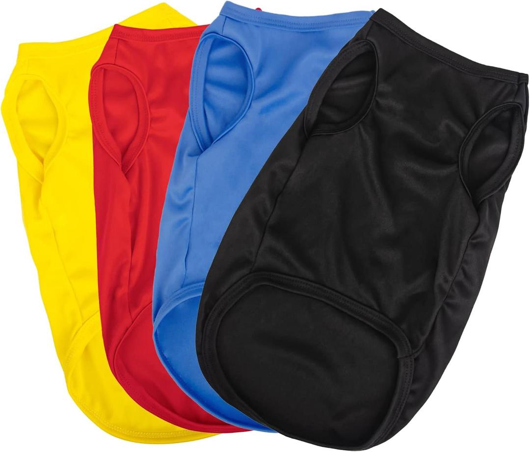 Hozz 8-Piece Dog Clothes Set - Soft, Sleeveless, Plain Shirts for Dogs & Cats Medium