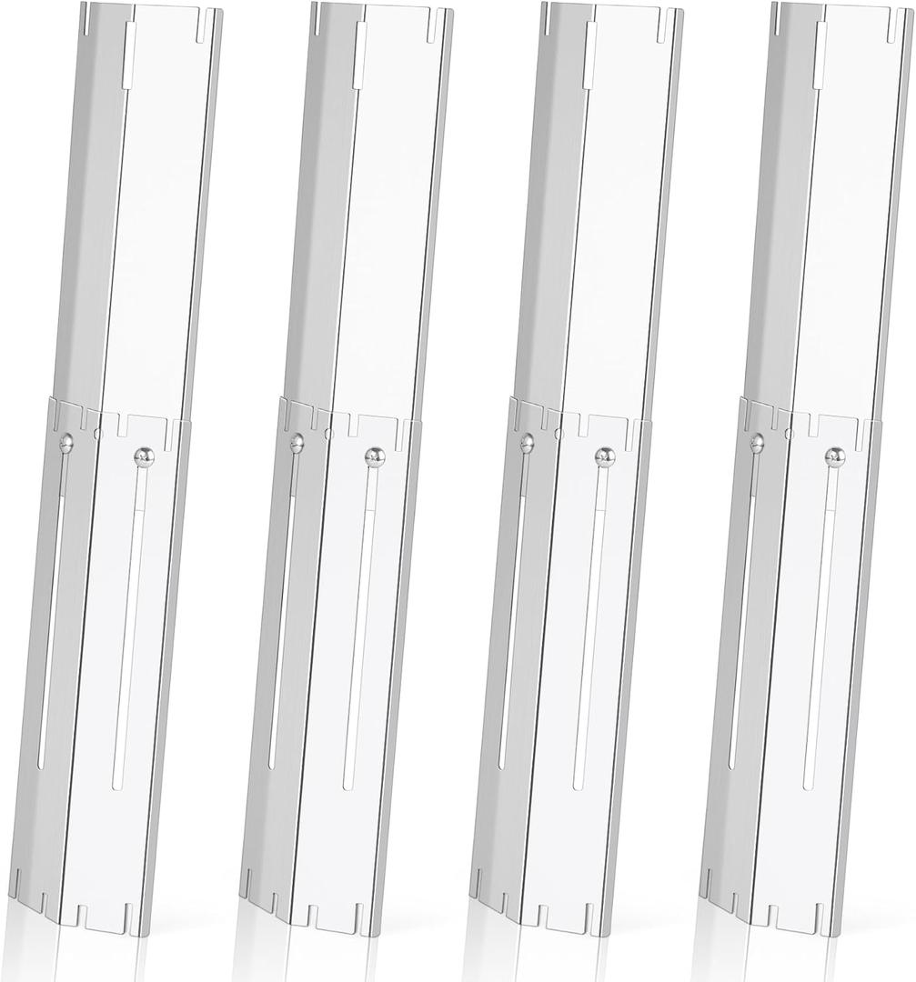 Universal Stainless Steel Adjustable Grill Heat Plates Heat Tents Heat Shields Grill Burner Cover,Compatible with Charbroil, Nexgrill, Brinkmann, Dyna Glo etc.,Extends from 11.75" up to 21" L, 4 Pack