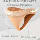 Cotton Underwear for Women Lace Sexy Breathable Thongs Low Rise T-Back Soft Stretchy Ladies Panties (S)