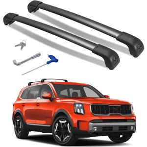 300lbs Roof Rack Cross Bars Compatible with Kia Telluride 2019-2026 S EX SX SX-P (Except X-Line and X-Pro), Aluminum Lockable Flush Roof Rails Crossbars for Rooftop Cargo Carrier Luggage Canoe