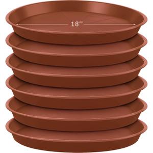 Eccliy 6 Pack Plastic Plant Saucer Heavy Duty Planter Saucers Large Plant Pot Saucers Plastic Water Trays for Indoors and Outdoors Flower Plant Plant Drip (Terracotta,18 Inch)