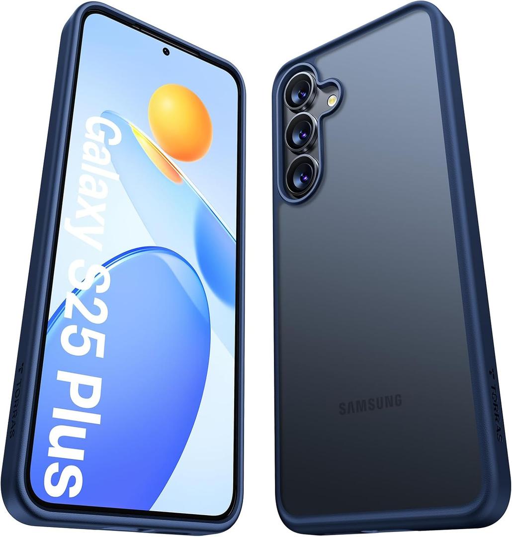 TORRAS Shockproof for Samsung Galaxy S25 Plus Case, 12FT Military-Grade Protection, Slim Case for Samsung S25 Plus Case, Matte Translucent Blue, Thin, Guardian Series