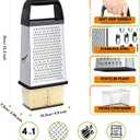 Urbanstrive Cheese Grater With Container Box Grater Stainless Steel Graters for Kitchen Cheese Shredder Parmesan Shredder Kitchen Gadgets Kitchen Tools Kitchen Gifts for Chef Dishwasher Safe Zester