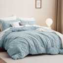 Bedsure King Comforter Set - Dusty Blue Comforter, Boho Tufted Distressed Vintage Bedding for Kids, 3 Pieces Farmhouse-Style Bed Set for All Seasons, Fluffy Soft Bedding with 2 Pillow Shams
