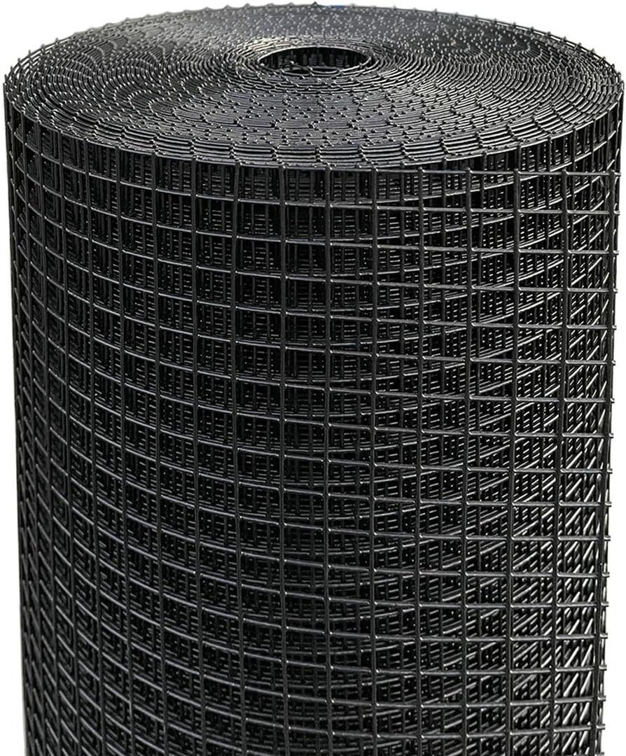 Black Hardware Cloth 1/2 inch 36 x 100 Ft 19 Gauge, Coated Wire Mesh Roll, Chicken Wire Fence, Chicken Wire Mesh, Garden Fencing, Tree Guard, Chicken Coop/Run Cover, Hardware Mesh