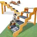 Dog Steps for Bed, 5 Step Dog Stairs, 24 Inches High Dog Stairs for Small Dogs to Get On 30 Inches High Beds/ Car, Made of Bamboo Can Support Large Dogs Weighing Up to 160 LB