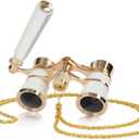 3X25 Theater Glasses Binoculars Compact with Adjustable Handle & Chain Opera Glasses for Women Adults in Musical Concert（White）
