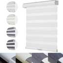 Persilux Cordless Zebra Blinds for Windows with Jacquard Pattern Roller Shades Light Filtering Sheer Window Shades for Home, Office and Door (34" W x 64" H, White)