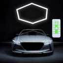 Garage Hexagon Lights, 24W 24V 6500K Higher Brightness Hex Garage Lights, Plug and Play, Lightweight DIY Assembly Hexagonal Light for Car Detailing Auto Beauty Shop Decor No Remote (6pcs-1 Circle)
