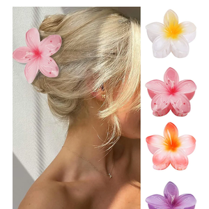 GQLV Flower Hair Claw Clips-4PCS for Thick Hair, Strong Hold Nonslip, Hawaiian, Cute Large Hair Clips, Banana Clip for Thin Hair, Hair Accessories for Women Girls Holiday Gifts (A-4pcs large colorful