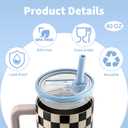 40 oz Tumbler Flip Straw Lid Replacement - Compatible with hydrojug lid replacement 40 oz. Pack of 2. It includes a silicone coaster. (Light blue)