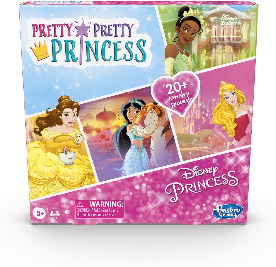 Hasbro Gaming Pretty Pretty Princess: Edition Board Game Featuring Disney Princesses, Jewelry Dress-Up Game for Kids Ages 5 and Up, for 2-4 Players 