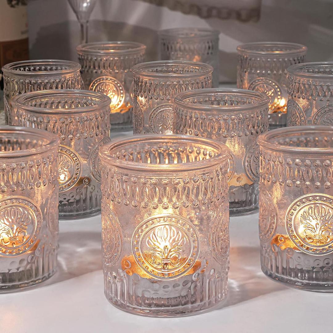 30 Pcs Votive Candle Holders, 2x2.5in Clear Glass Tea Light Candle Holder for Home, Votives for Fall Wedding Decor, Party, Christmas Decor & Gifts