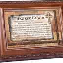 Cottage Garden Broken Chain Inspirational Woodgrain Rope Trim Music Box Plays Amazing Grace