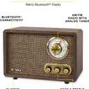 Victrola Willow  Retro Wood Bluetooth Radio with Built-in Speakers: Elegant & Vintage Design, Rotary AM/FM Tuning Dial, Bass & Treble Control, Wireless Streaming (Espresso)