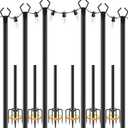 AILBTON 10Ft String Light Poles 6 Pack,Light Poles for Outside Lights,Outdoor with Fence Brackets Hanging Lights,Metal Stand Deck Patio Backyard