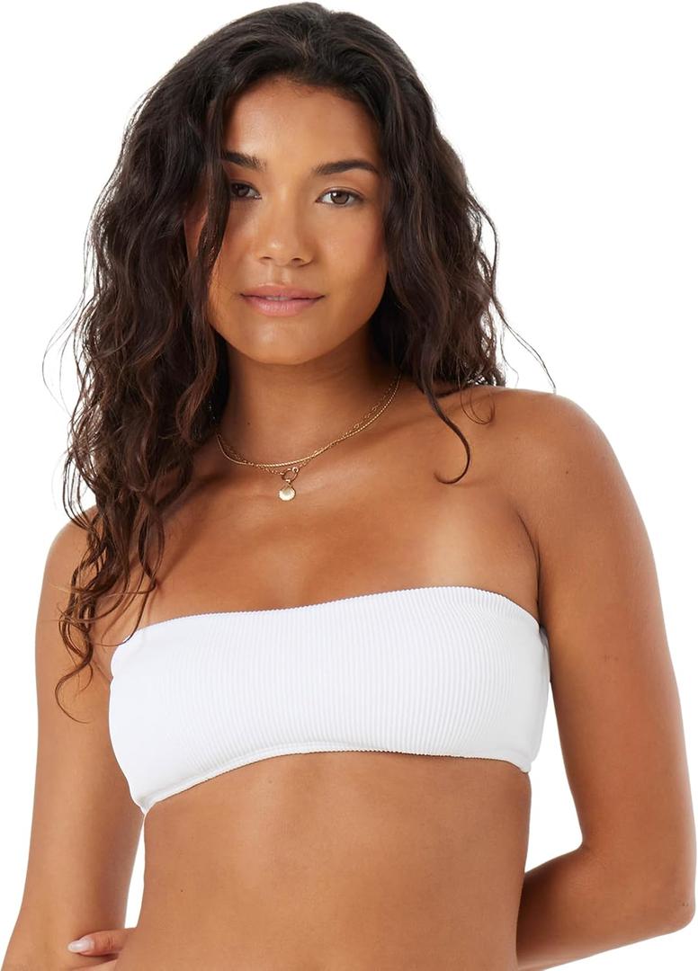 Roxy Women's Bikini Top –Swim Top, Quick-Dry, Removable Pads, UPF 50+, Pool, Beach, Surf, Resort Wear, White, X-Small
