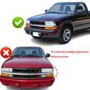 Headlights Assembly Compatible with 1998-2004 Chevrolet S10 Pickup,98-05 Chevy Blazer Halogen Headlamp w/Bumper Lights, Black Housing Amber Corner