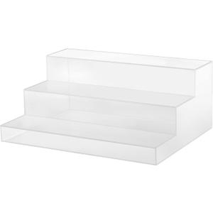 CiaoHER Large Acrylic Liquor Bottle Rack 3 Tier Clear Countertop Riser Display for Bar Coffee Leisure Station Retail Store Shop Grocery Collection Organizer Stand (16''-1pack)