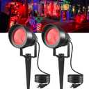 T-SUN Red Spotlight Outdoor, Waterproof LED Landscape Lighting with US Plug, Easy Install 270 Adjustable Outdoor Spot Lights for Garden Tree Yard Decor, Set of 2