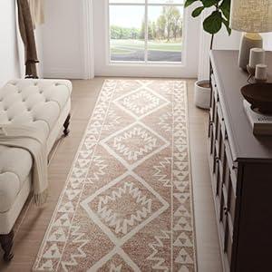 jinchan Boho Kitchen Runner Rug 3x8 Moroccan Trellis Hallway Runner Rug Washable Tribal Non Slip Soft Geometric Thin Farmhouse Carpet for Bedroom Bathroom Laundry Room Living Room Heathered Taupe