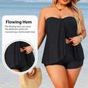 Daci Plus Size Bandeau Tankini Swimsuit for Women 2 Piece Halter Swim Top with Shorts Tummy Control Bathing Suits (Size 22W, Black)