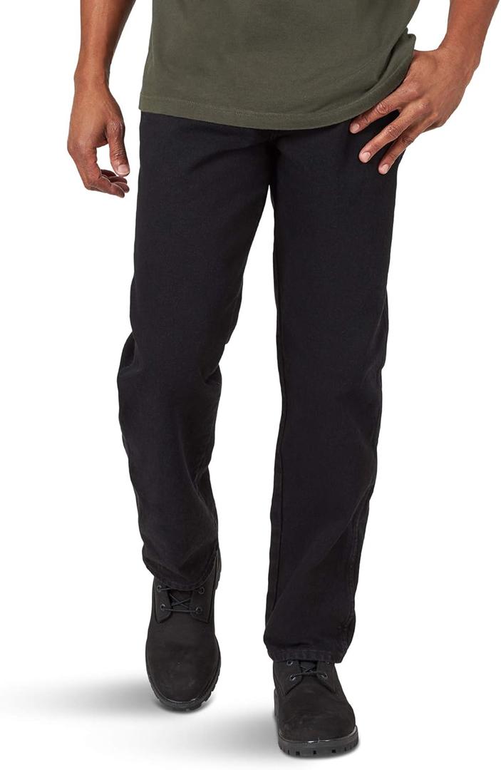 Rustler Men's Relaxed 5 Pocket Jean, Black, 42W x 32L
