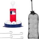 Franklin Sports MLB Micro Tee Trainer Kids Baseball Batting Trainer with Pop-Up Pitching Machine, 10 Durable Balls, Drill Card & Bag Youth Hitting Practice Set for Backyard Training