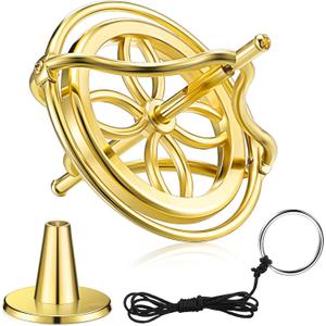 Weewooday Gyroscope Balance Metal AntiGravity Spinning Top for StressRelieving, Recreational, Training Toy (Gold)