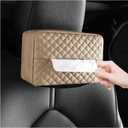 Car Tissue Holder, Car Standard Tissue Holder, PU Leather Backseat Tissue Box, Car Tissue Box Holder, Napkin Holder for Car, Fit for 120 Standard Tissues Cover- Beige