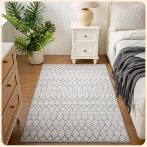 Istana 3x5 Area Rug - Grey Modern Rugs for Living Room 3x5 - Foldable Rugs for Bedroom/Living Room Rug - Stain Resistant Washable Rug - Eco-Friendly Small Area Rugs (3' x 5' (Rectangular), Grey / White)