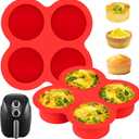 Paquete de 2 moldes para freidora de aire para huevos, 4 tazas de moldes redondos para magdalenas de silicona para horno, freidora de aire y olla