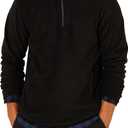 Amazon Essentials Men's Fleece Jacket, 1/4 Zipper Pullover (Large, Black)