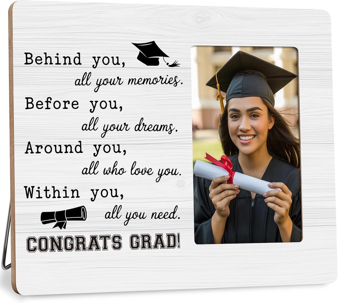Graduation Picture Frame, Congrats Grad Frame for Him Her High School, Class of 2026 Keepsake Fits 4x6 Photo, 10 x 8 inches