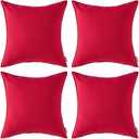 MIULEE Pack of 4 Decorative Outdoor Summer Pillow Covers Square Cushion Cases PU Coating Waterproof Throw Pillowcase Shell for Living Room Couch Sofa Garden Patio Tent Park 16x16 Inch Red