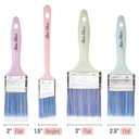 Bates 4Pack Plastic Handle Paint Brushes - Pastel Colors, Stain, Furniture & Wall Painting (4 Pack, 1.5", 2", 2.5", 3")