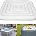 Inflatable Hot Tub Cover for Square Hot Tub with Outdoor Inflatable Energy Saving and Rain Protection Overflow Cover for 4-6 Person Square 5.4FT