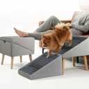 Split Ottoman Dog Ramp for Couch, 17.52" H Dog Stairs for Small Dogs and Cats, Foldable Pet Steps for Puppy and Medium/Senior Dogs,Non-Slip and Portable (Light Grey)
