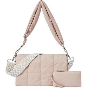 Puffer Crossbody Bags for Women, Lightweight Nylon Quilted Shoulder Purse Handbag with Multiple Pockets