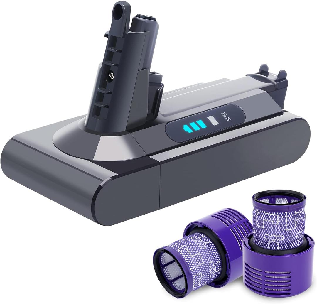 Biswaye Upgraded 25.2V 5.0Ah V10 Replacement Battery Compatible with Dyson Cyclone V10 SV12, V10 Animal, V10 Absolute, V10 Allergy Cordless Vacuum Batteries, Comes with 2 Filters