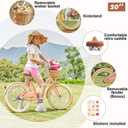 Glerc Little Molly 20 Inch Kids Bike, Retro Cruiser Girls Bike for Children Ages 7-13 Years Old, ‎Kids Bicycle with Wicker Basket & Kickstand, Peach