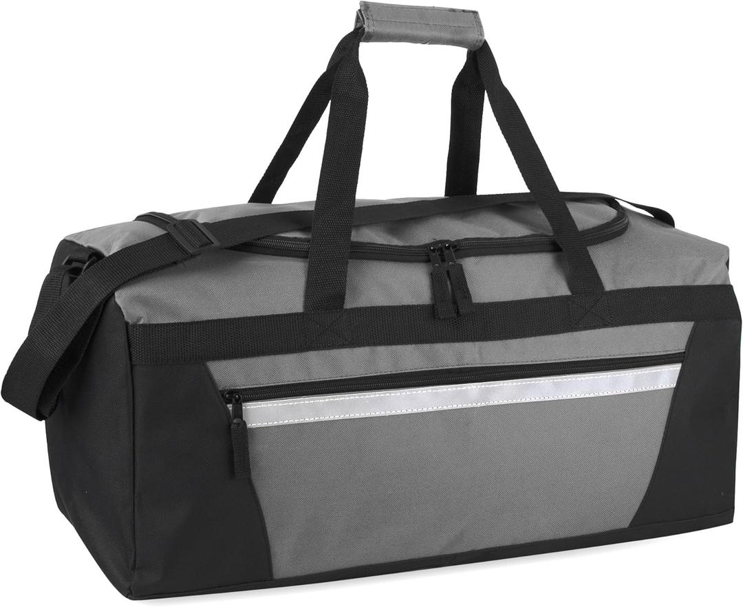 40 Liter, 22 Inch Reflective Duffle Bag with Shoulder Strap for Men, Women, Travel (Grey)