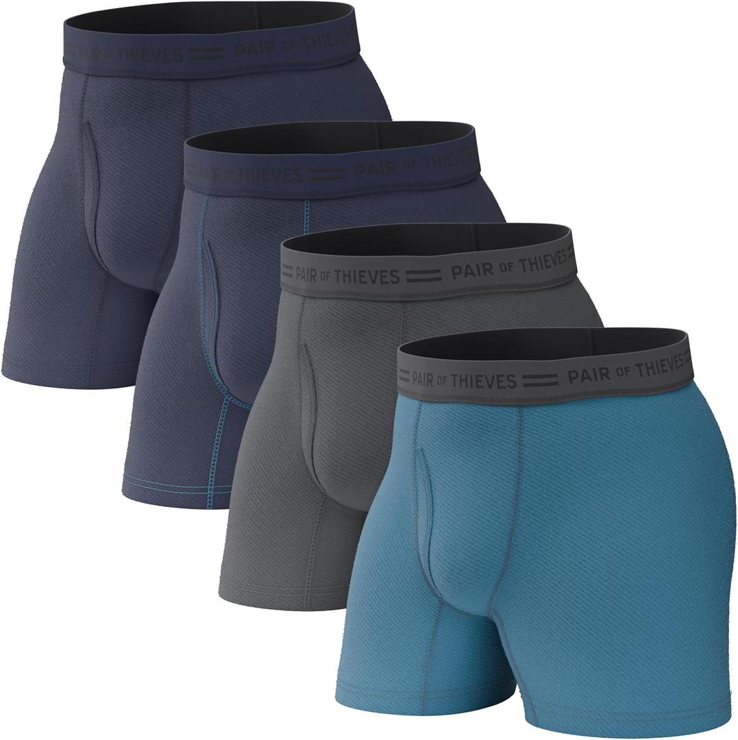 Pair of Thieves Soft Cotton Boxer Briefs for Men Pack (4 Pack) - Tagless Mens Underwear for All-Day Comfort and Support (XX-Large, Dark Navy)