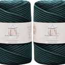 Makromecity, 2 Skeins of Polyester Macrame Cord 5mm x 104 Yards (311 feet) 5mm Polypropylene Forest Green Macrame Cord Crochet Macrame Bag Cord Crafts for Wall Hangings, Bags, Underplate, Rug