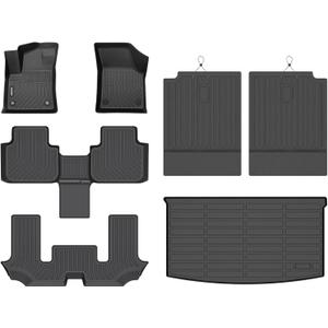 Binmotor-All Weather Floor Mats & Cargo Liner for Volkswagen Atlas 2018-2025(6 Passenger Bucket Seating), 3 Rows Full Set Car Mats TPE, Heavy Duty Car Floor Liners Guard for VW Atlas Accessories