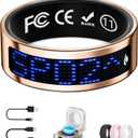 Smart Ring for Women & Men with Display, Health Ring with Heart Rate, Sleep Monitor, IP68 Waterproof Fitness Ring, Fitness Tracker Ring, No APP Fee for iPhone and Android (Rose Gold, 11#)