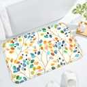 Accnicc Colorful Leaves Small Bathroom Rugs Mat Floral Bath Rug 24 x 16 Inch Water Absorbent Non Slip Washable Shower Mat Watercolor Memory Foam Bath Mats for Bathroom Decor